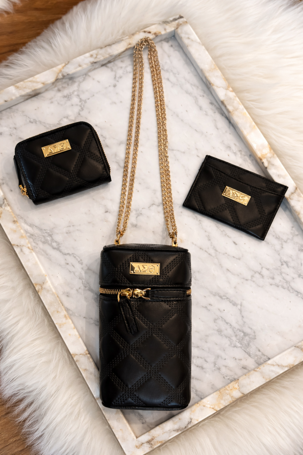 Crossbody, Wallet & Credit Card Holder Set – Quilted Luxe Collection